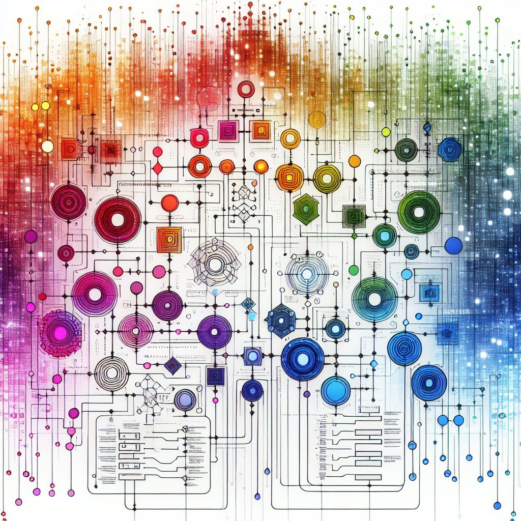 Algorithms in illustration style with gradients and white background