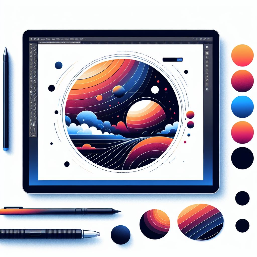 Application in illustration style with gradients and white background