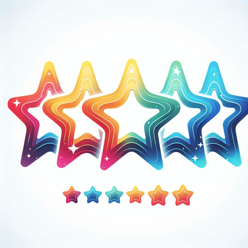 Product review ratings in illustration style with gradients and white background
