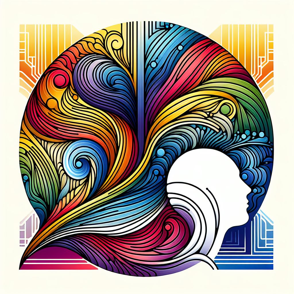 divergent thinking in illustration style with gradients and white background