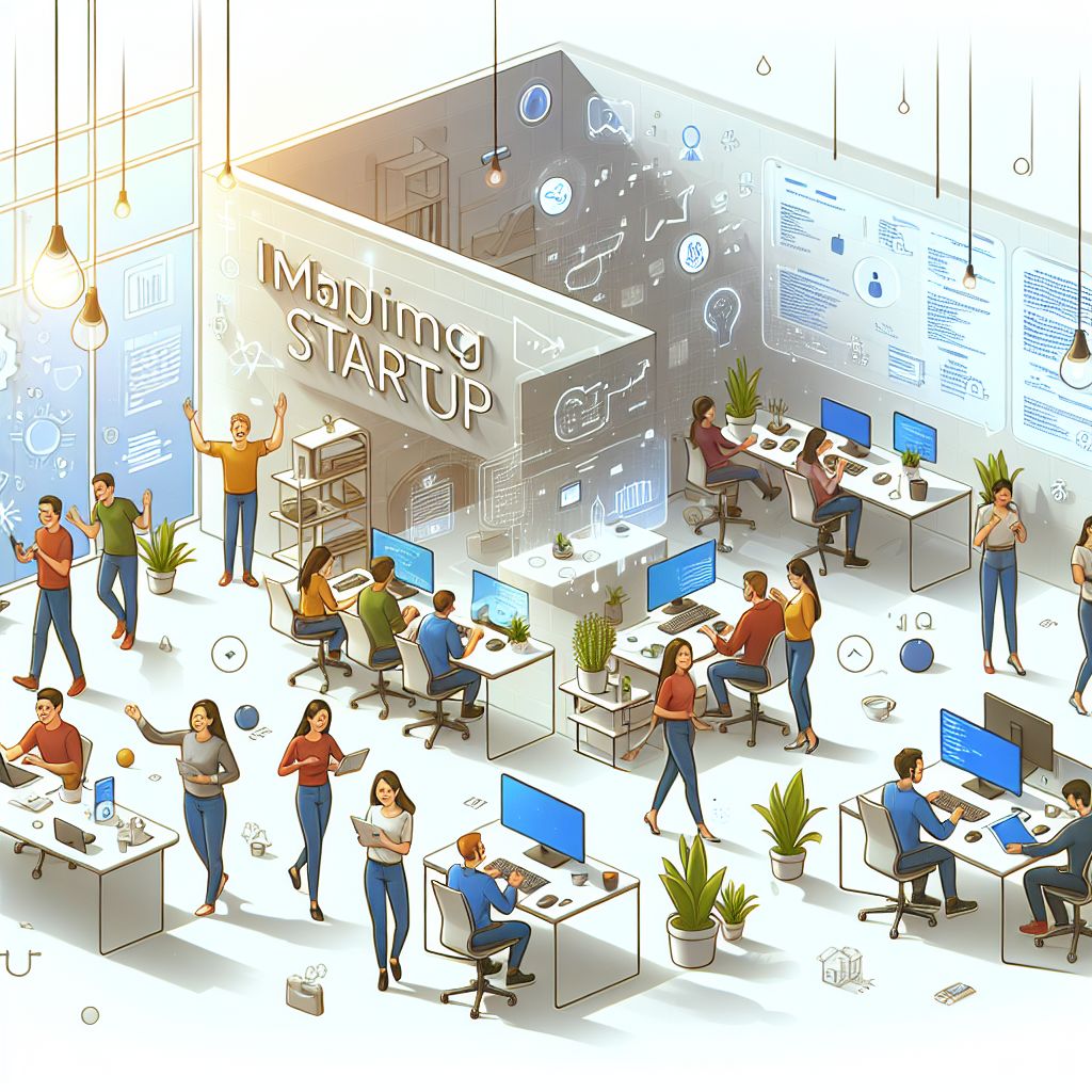 startup in illustration style with gradients and white background