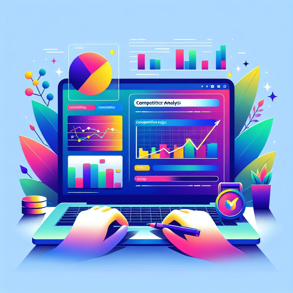 Competitor analysis in illustration style with gradients and white background