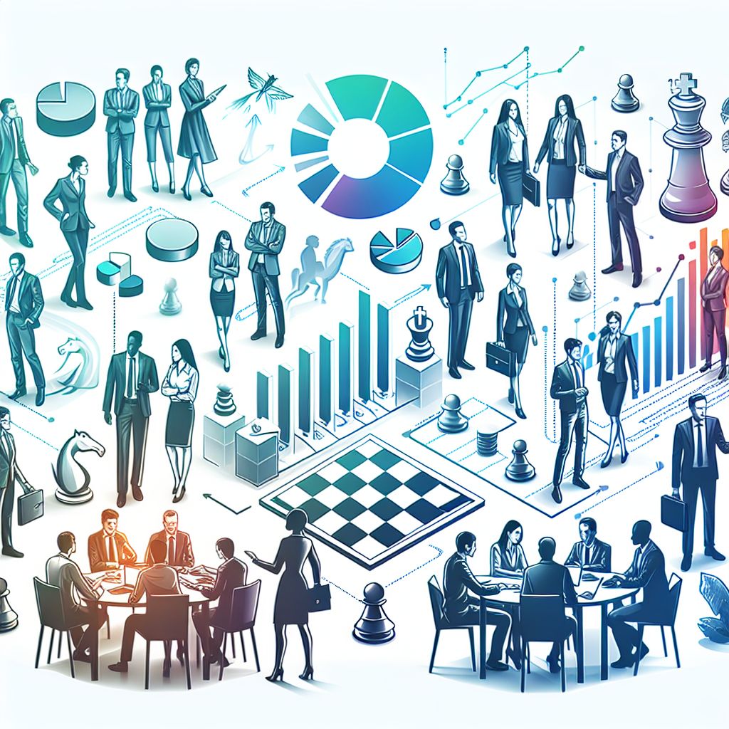 successful business strategy in illustration style with gradients and white background