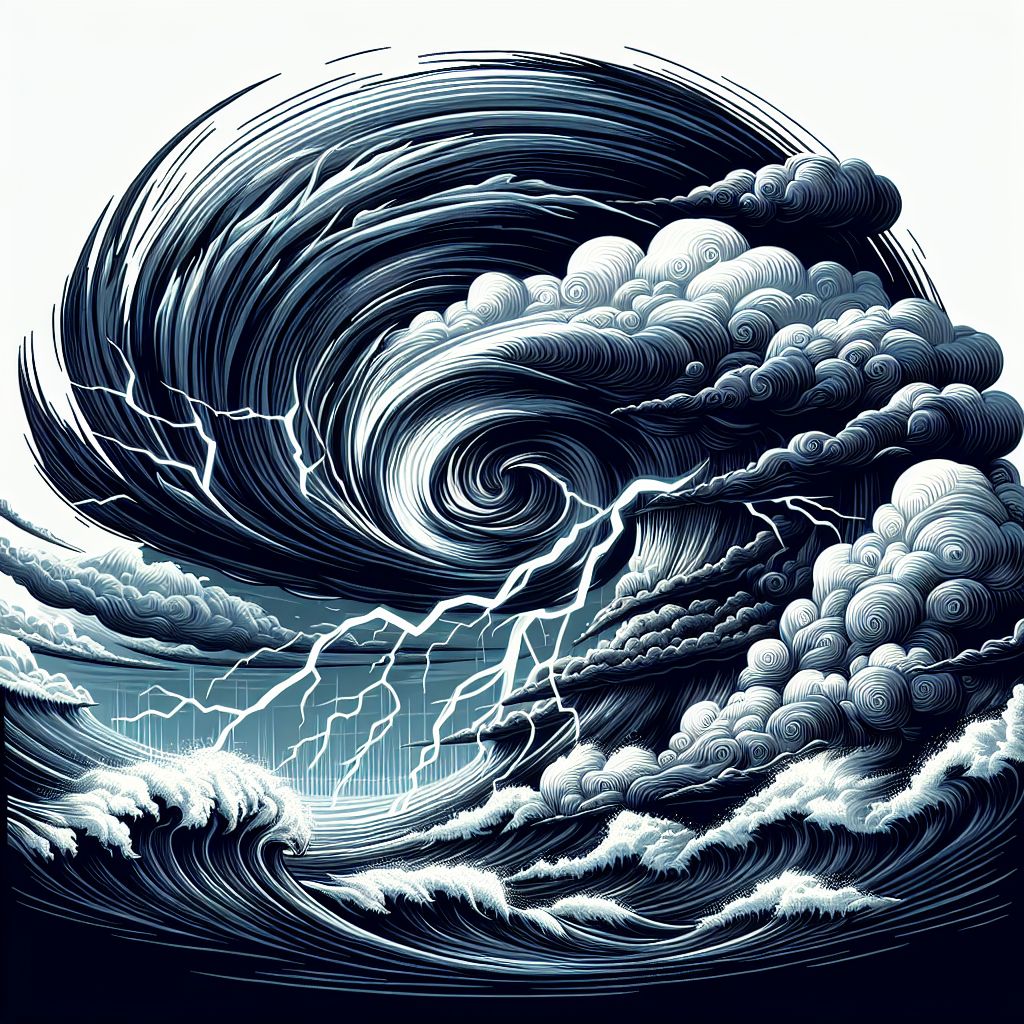 storm in illustration style with gradients and white background
