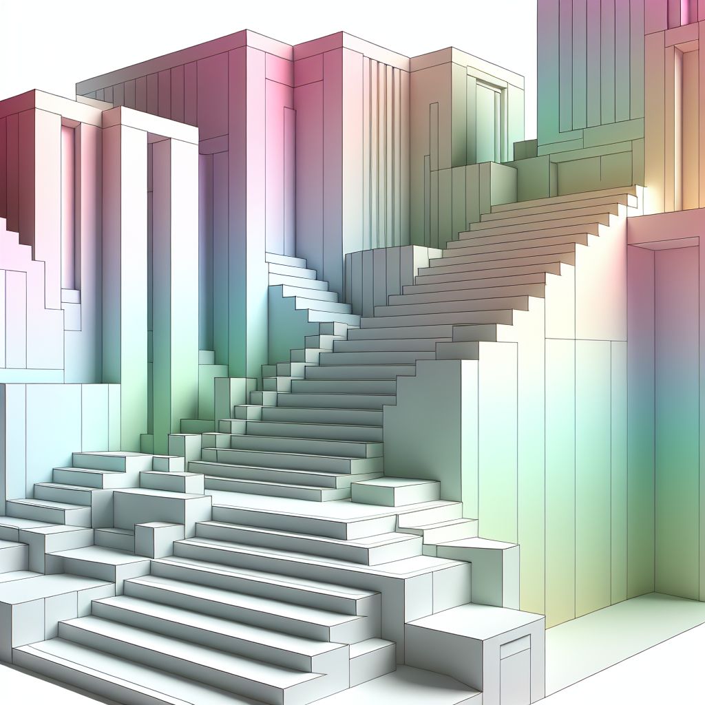 steps in illustration style with gradients and white background