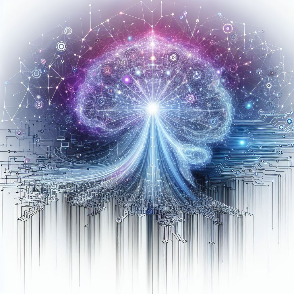 Artificial Intelligence in illustration style with gradients and white background