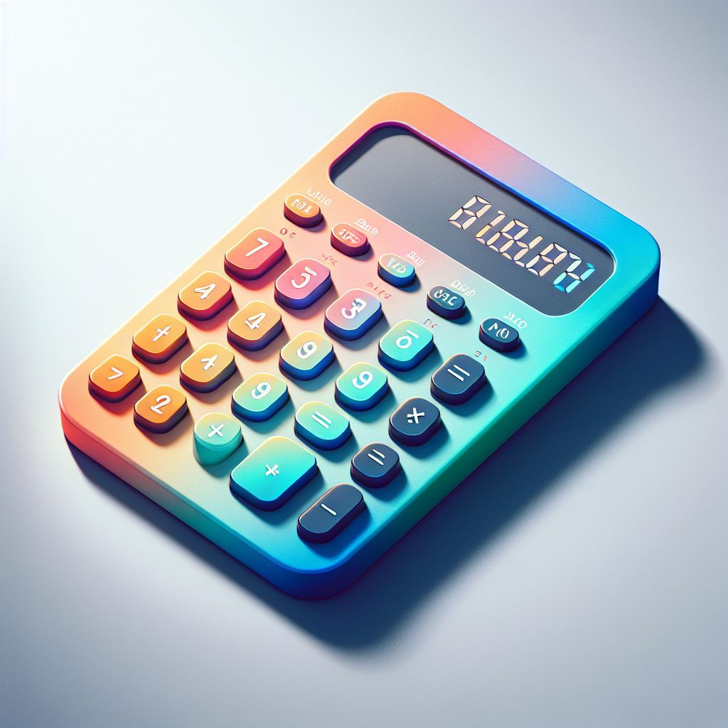 Calculator in illustration style with gradients and white background