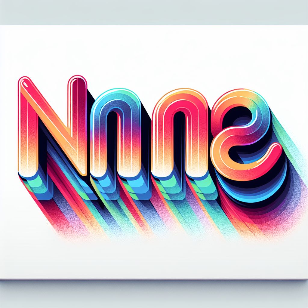 Name in illustration style with gradients and white background