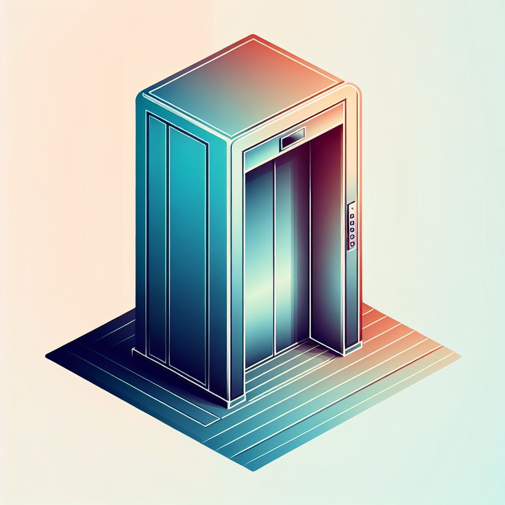 Elevator in illustration style with gradients and white background
