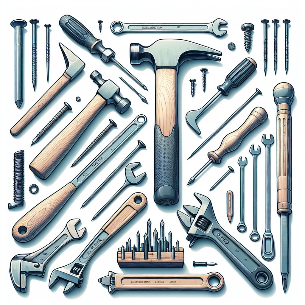 Hardware in illustration style with gradients and white background