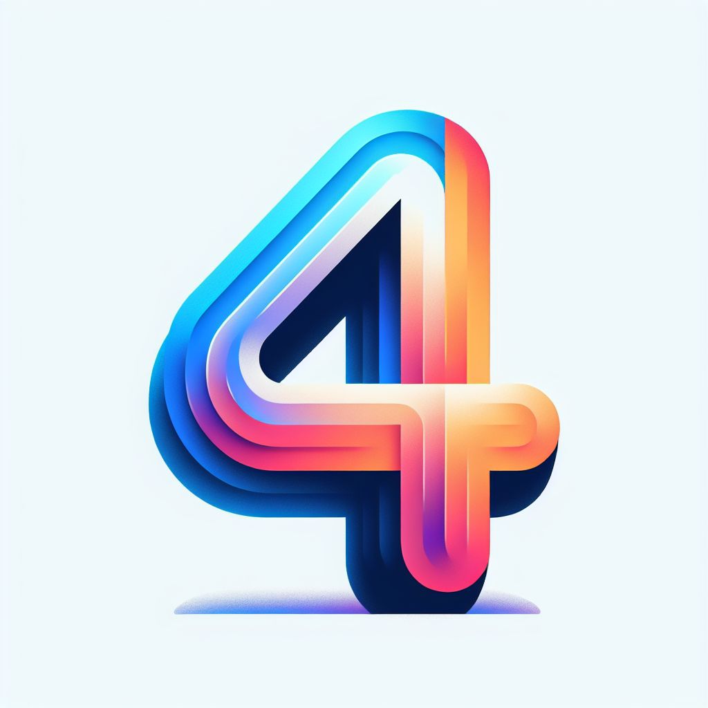 4 in illustration style with gradients and white background