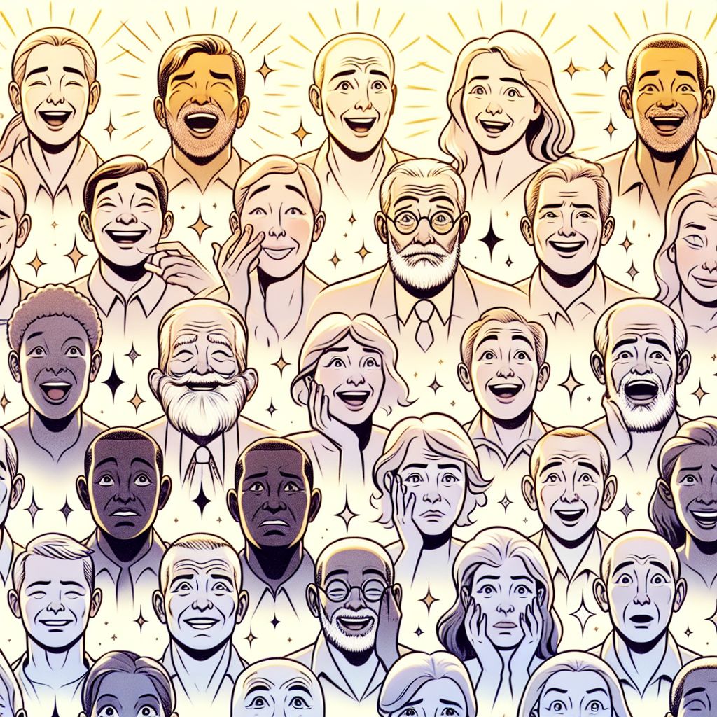 Authentic expressions in illustration style with gradients and white background