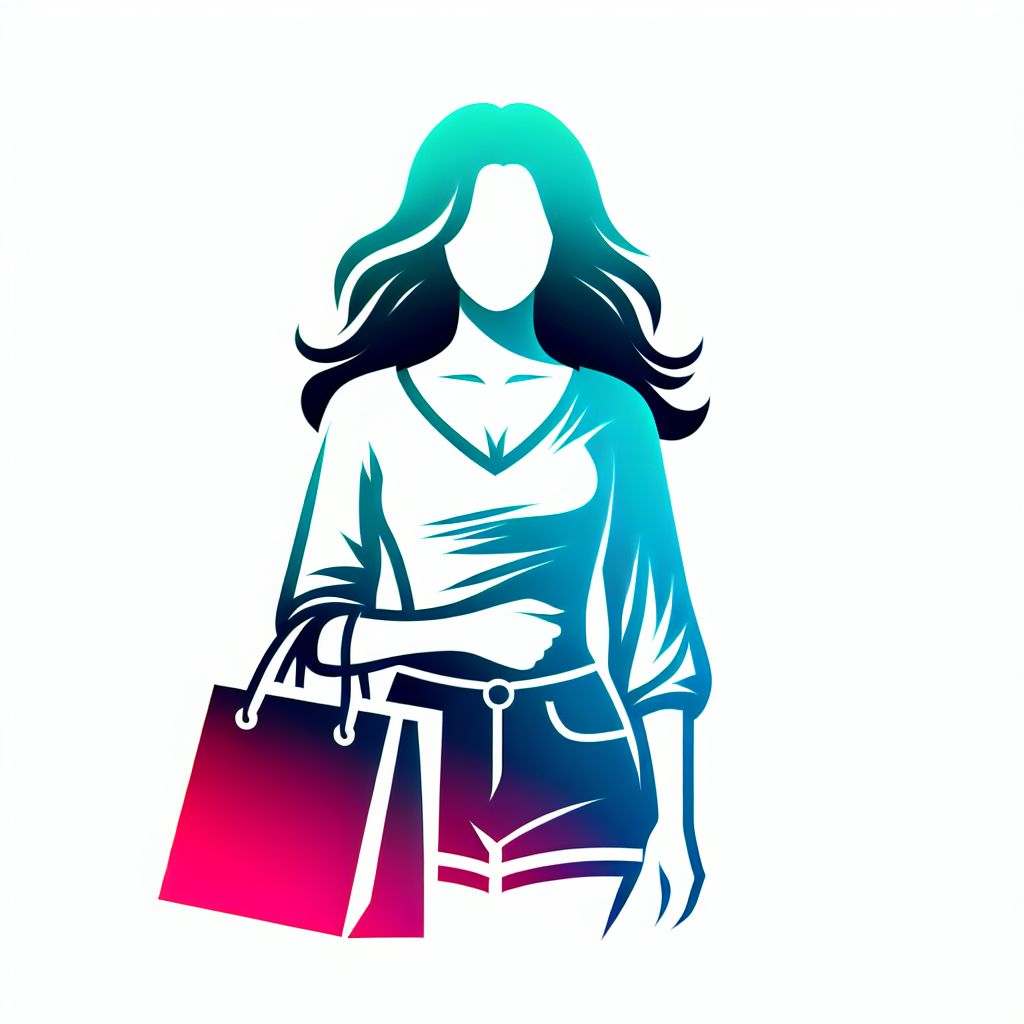 Buyer in illustration style with gradients and white background