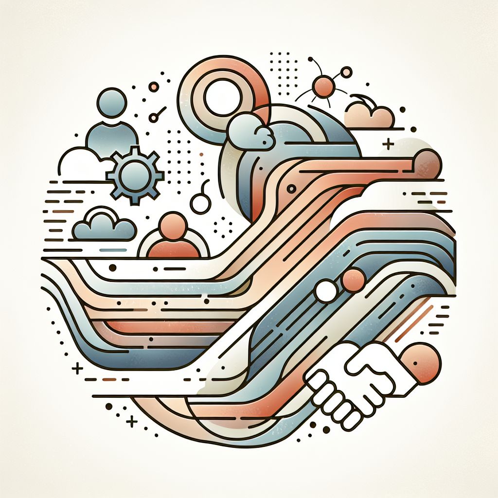 Collaboration in illustration style with gradients and white background