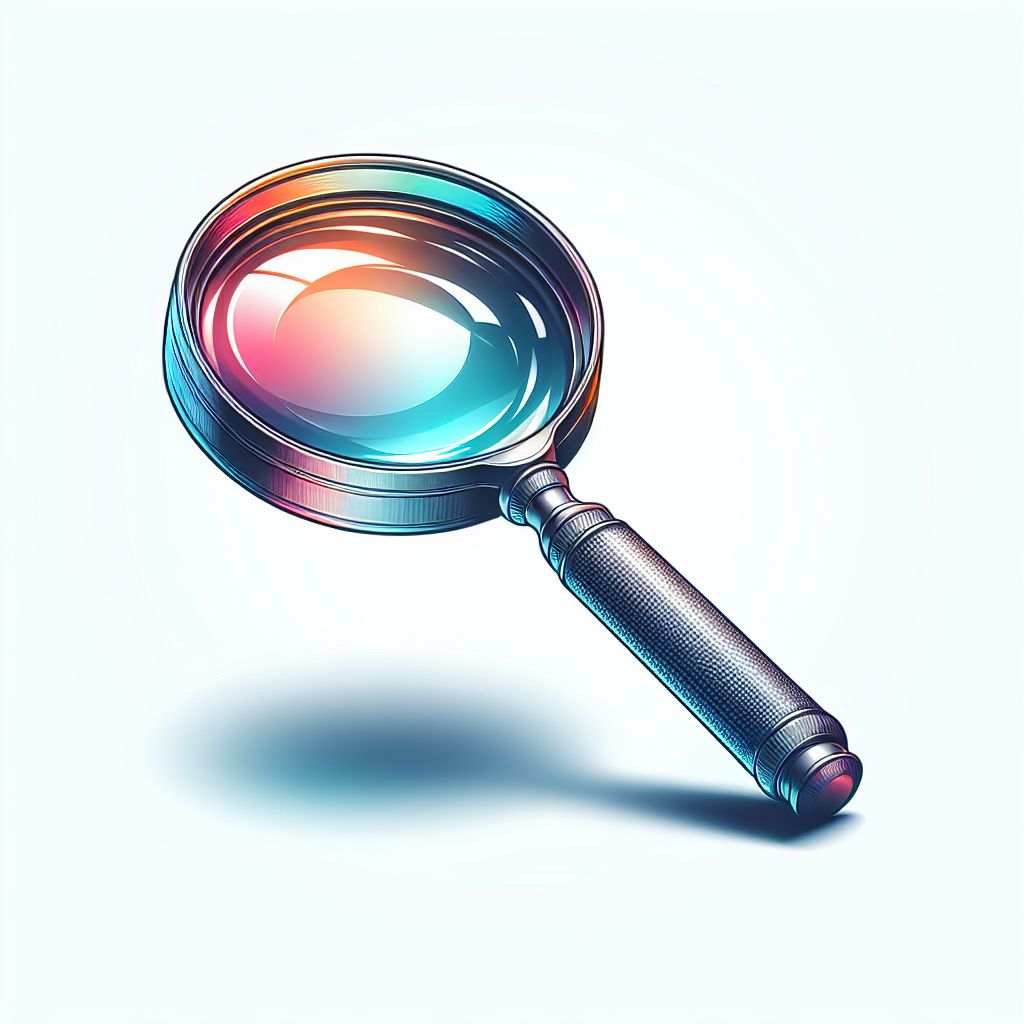 Lens in illustration style with gradients and white background