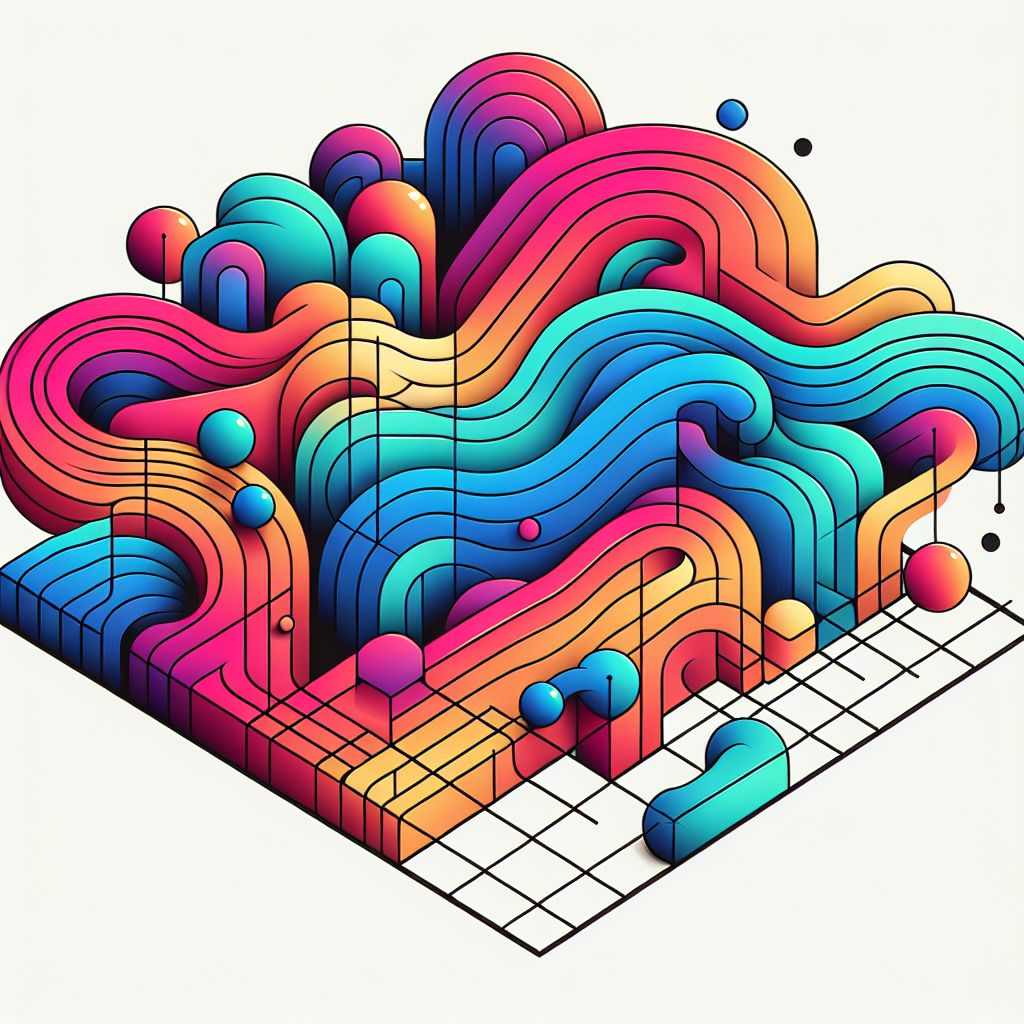 Framework in illustration style with gradients and white background