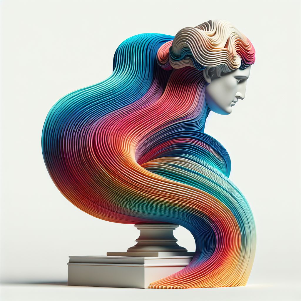 Sculpture in illustration style with gradients and white background