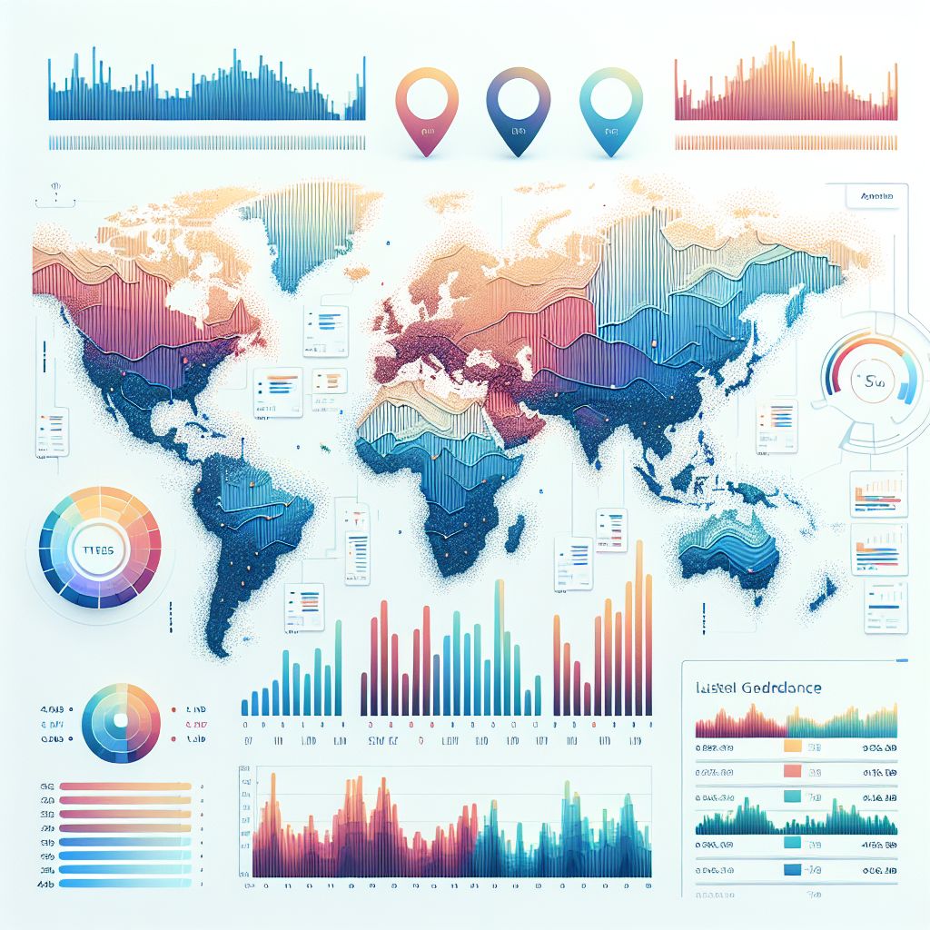 Data map in illustration style with gradients and white background