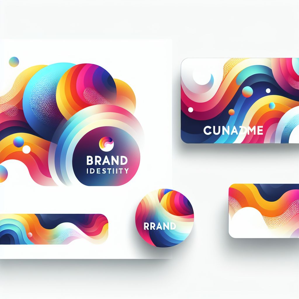 Brand in illustration style with gradients and white background