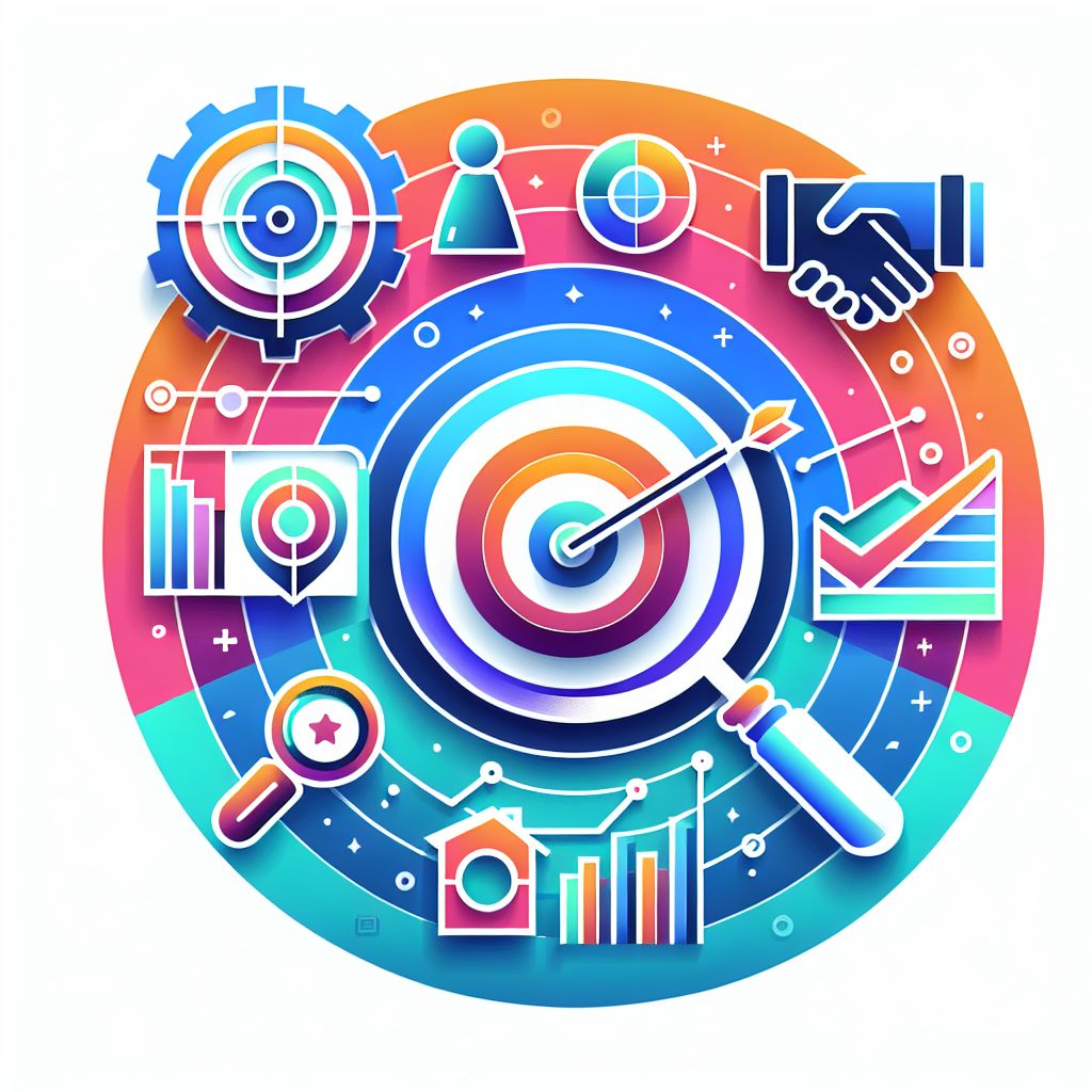 Marketing in illustration style with gradients and white background