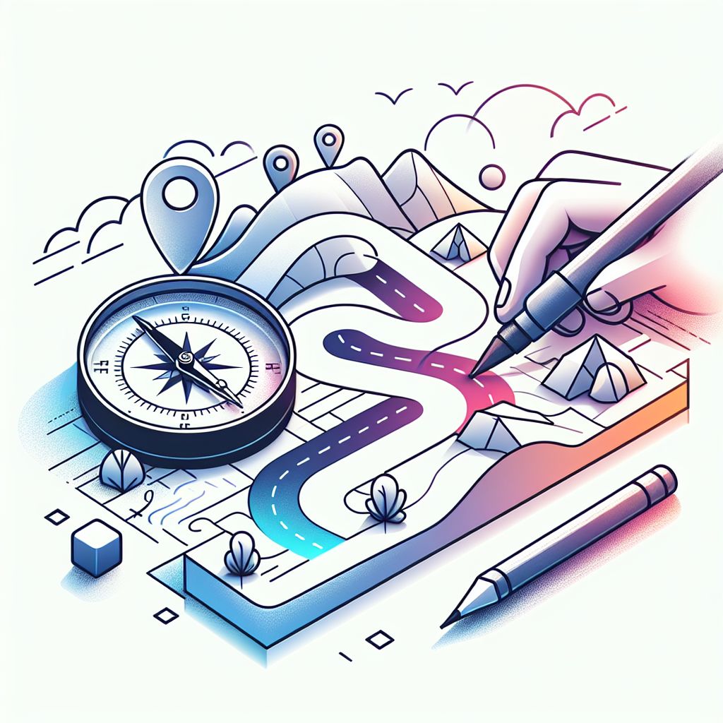 Navigation in illustration style with gradients and white background