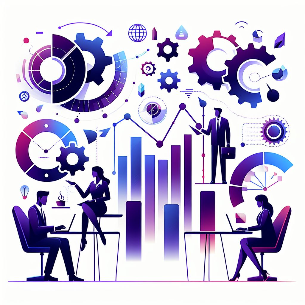competitive analysis in illustration style with gradients and white background