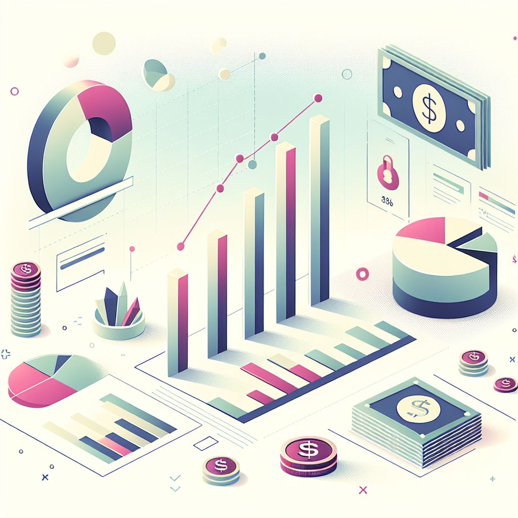 Financial report in illustration style with gradients and white background