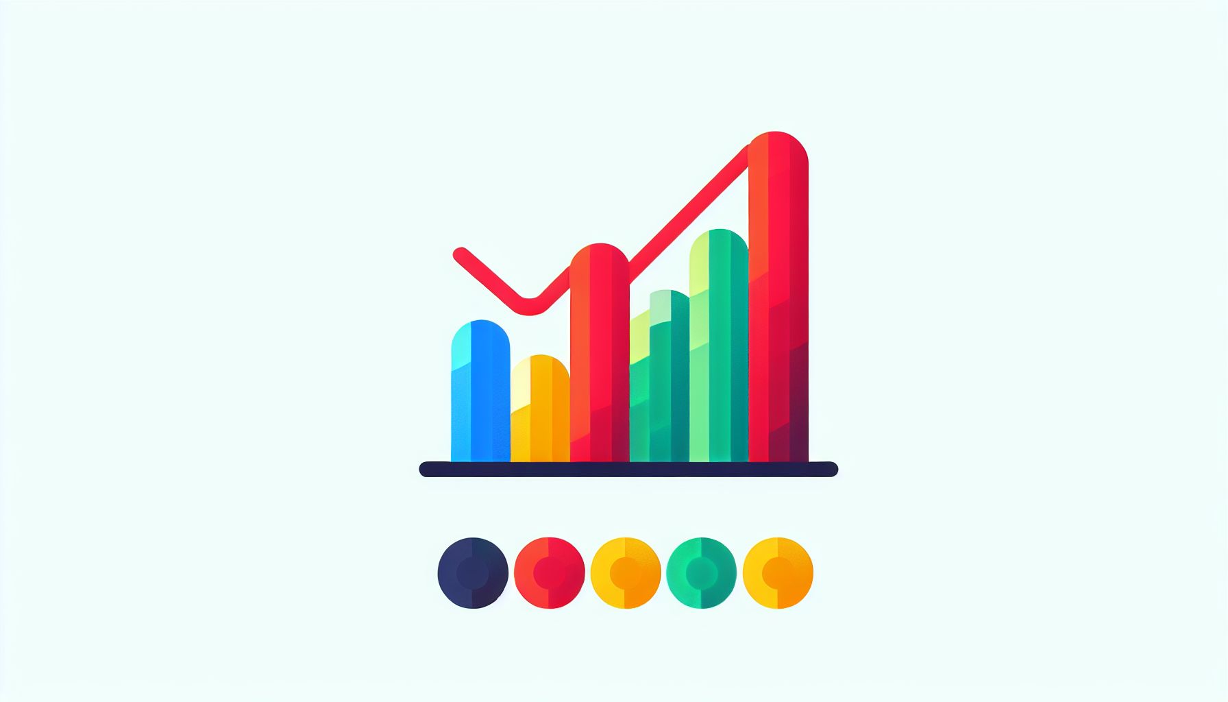 Graph in flat illustration style and white background, red #f47574, green #88c7a8, yellow #fcc44b, and blue #645bc8 colors.