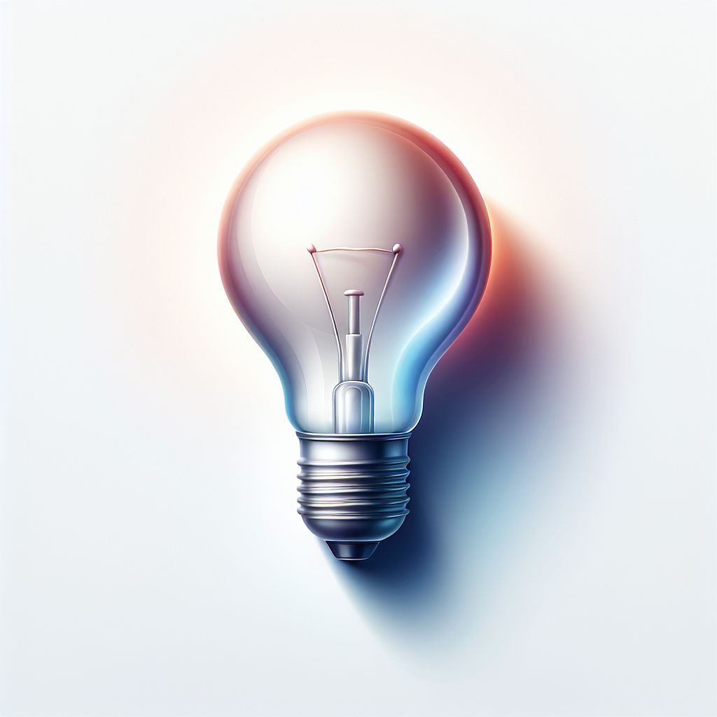 Lightbulb in illustration style with gradients and white background