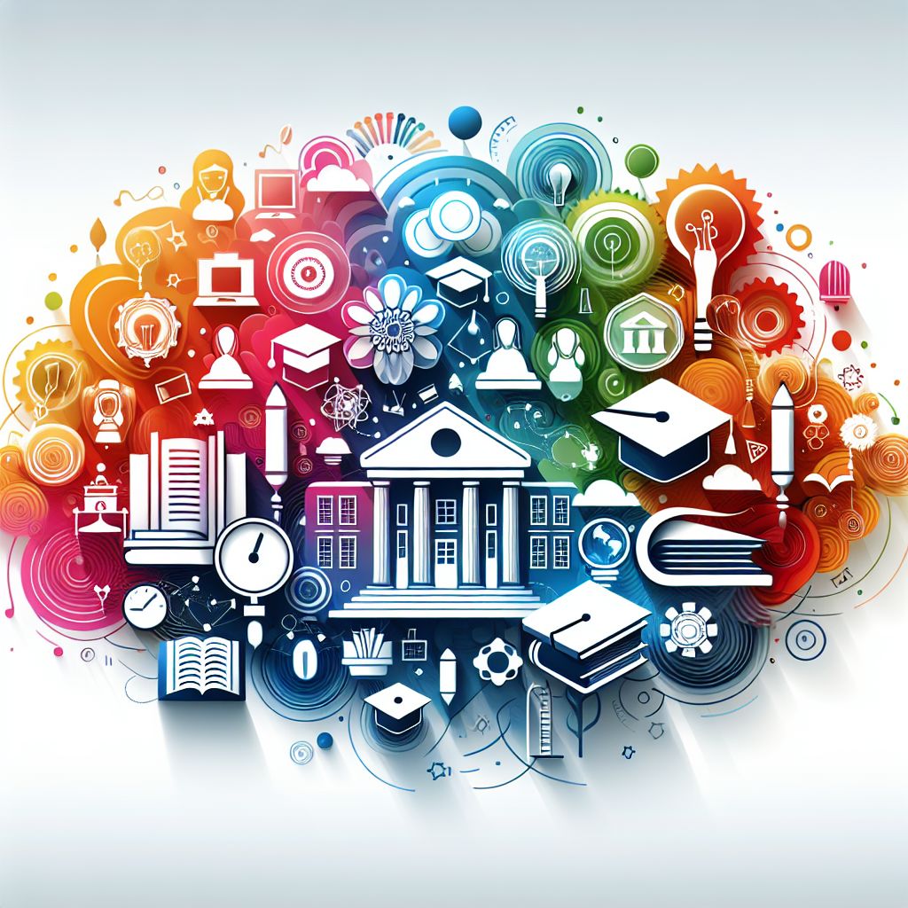 education in illustration style with gradients and white background
