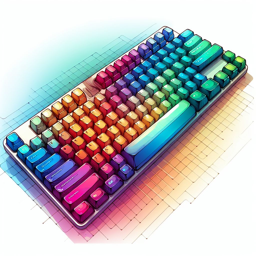 Keyboard in illustration style with gradients and white background