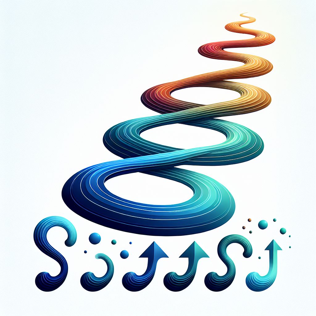 Progress in illustration style with gradients and white background