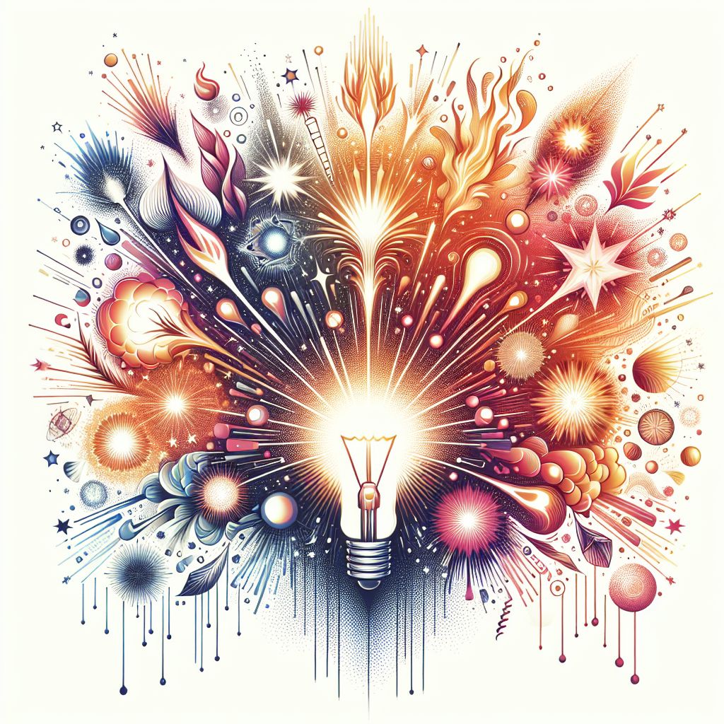 Creative sparks in illustration style with gradients and white background