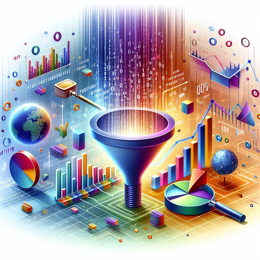 Data analytics in illustration style with gradients and white background