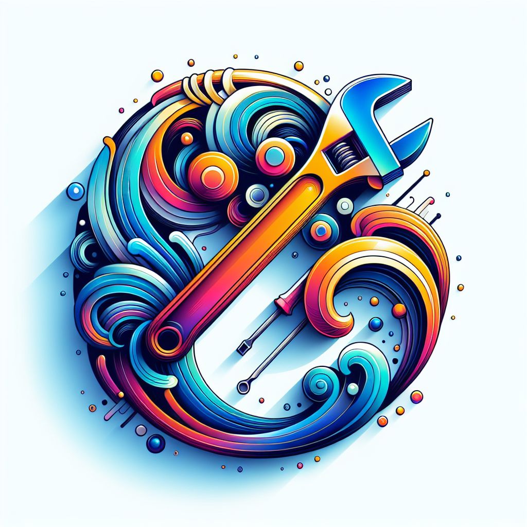 Tool in illustration style with gradients and white background