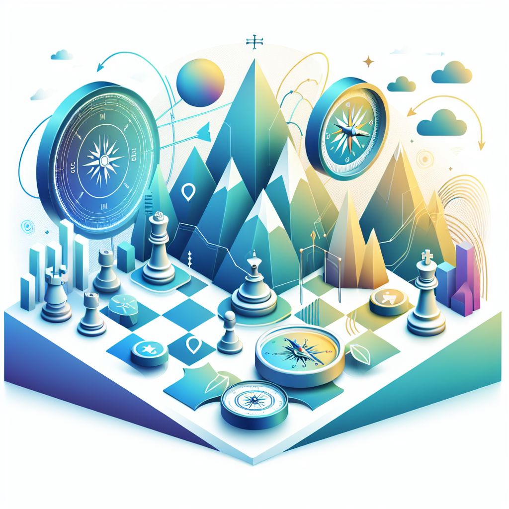 Business strategy in illustration style with gradients and white background