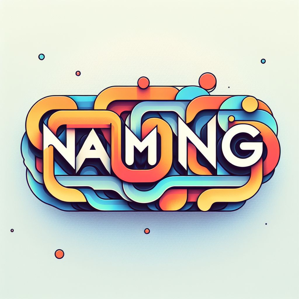 naming in illustration style with gradients and white background