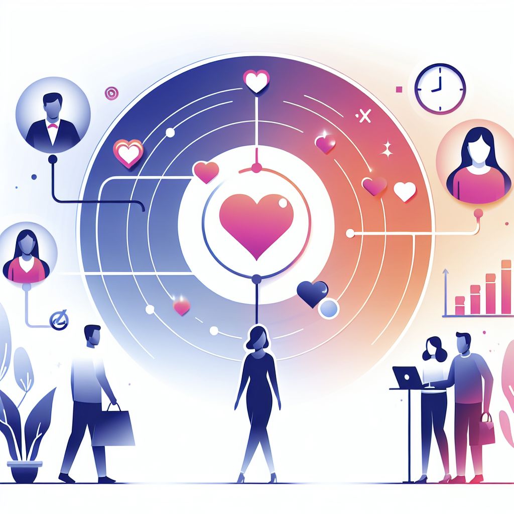 Customer-centricity in illustration style with gradients and white background