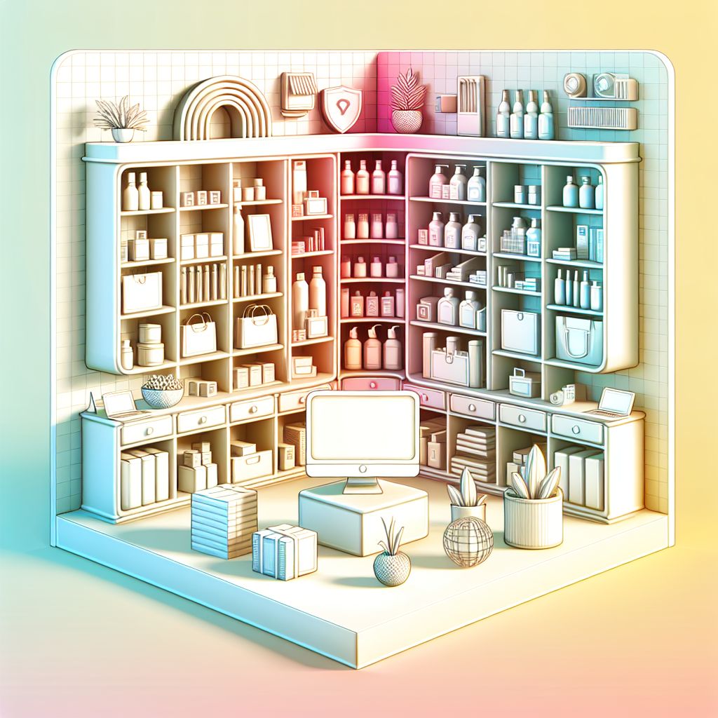 online store in illustration style with gradients and white background