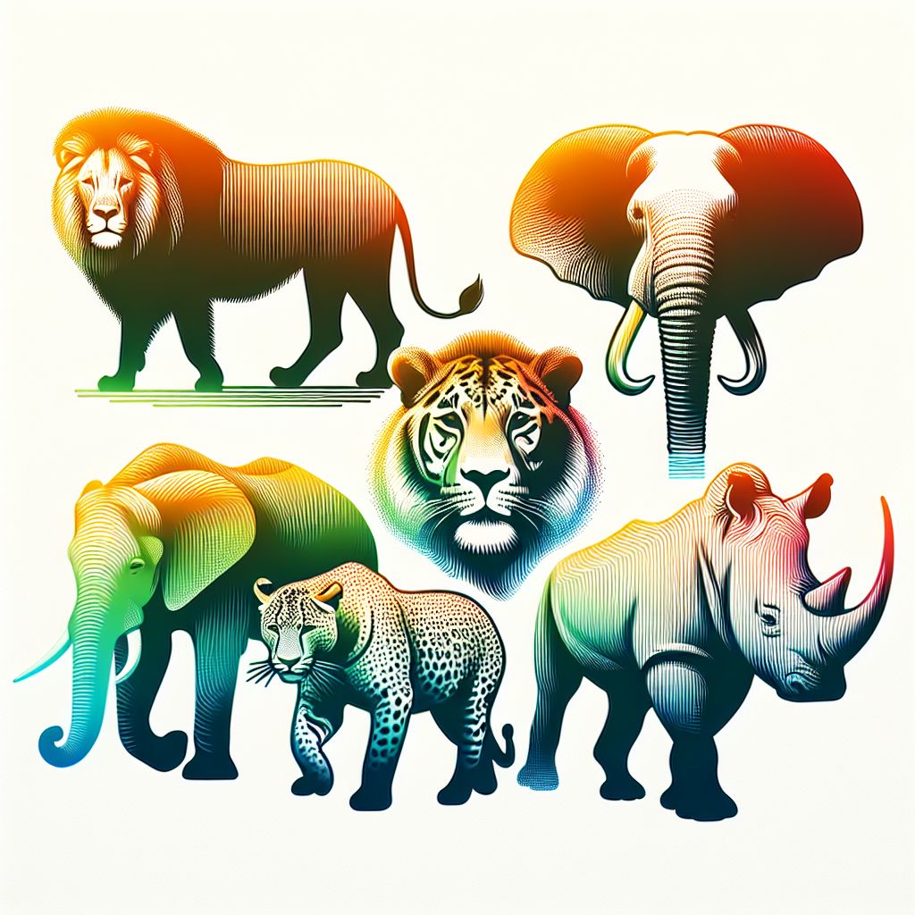 big five in illustration style with gradients and white background