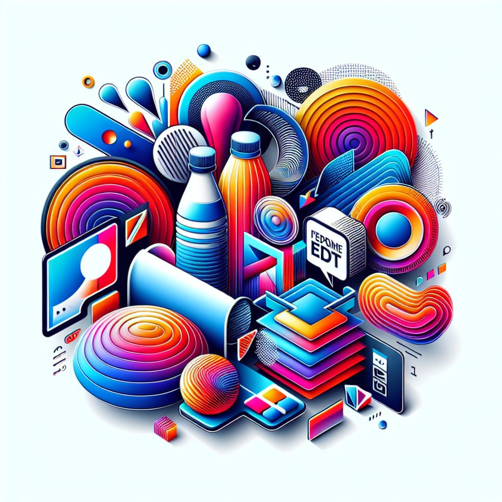 advertising in illustration style with gradients and white background