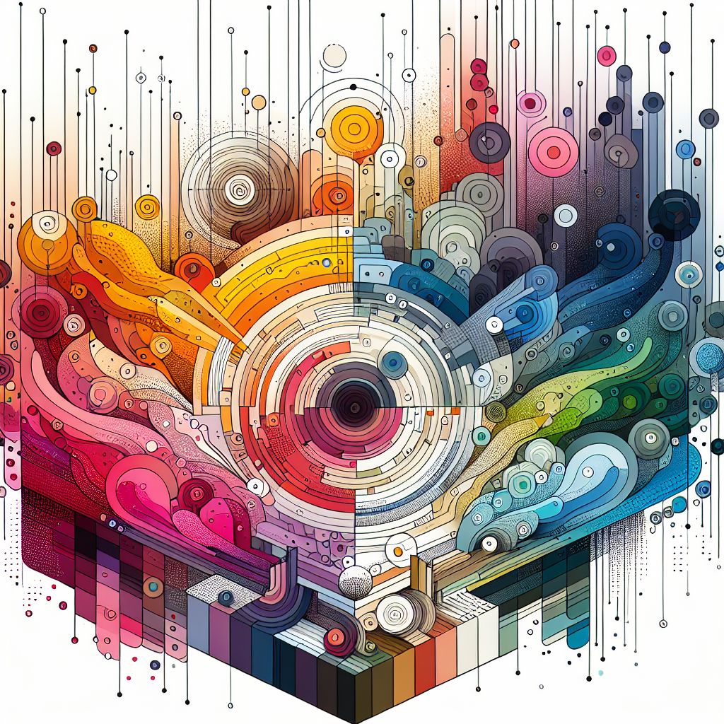 Colors in illustration style with gradients and white background