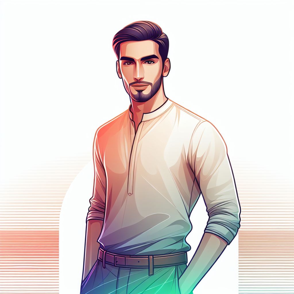 Human in illustration style with gradients and white background