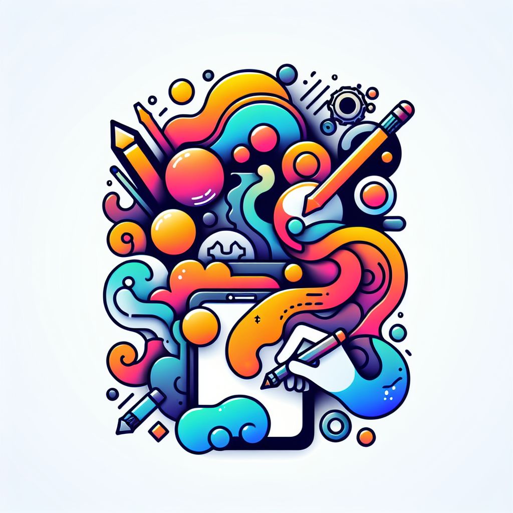 Componentes en estilo de ilustración con degradados y fondo blanco.