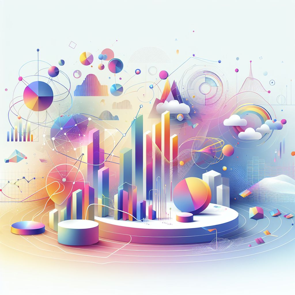 Data in illustration style with gradients and white background