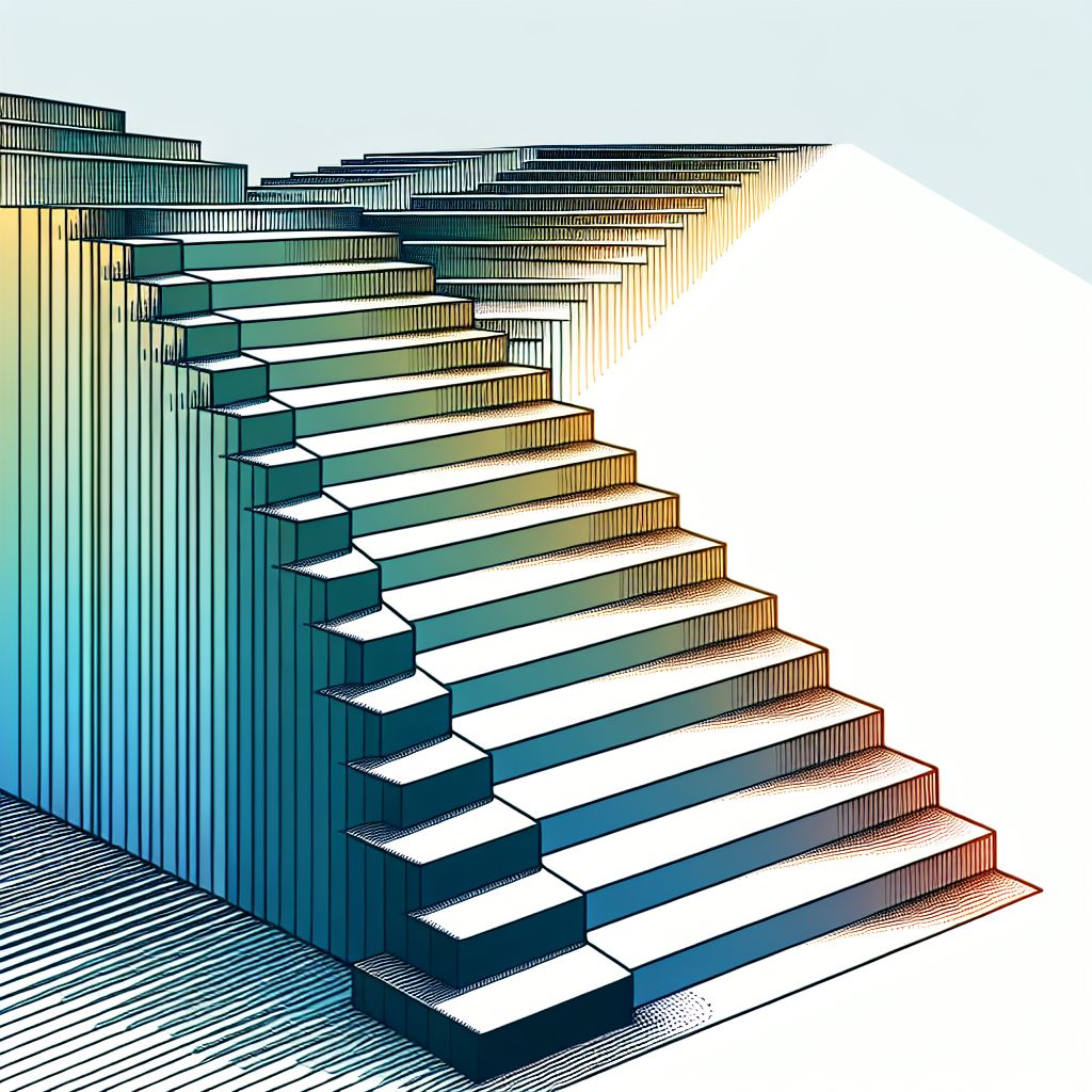steps in illustration style with gradients and white background