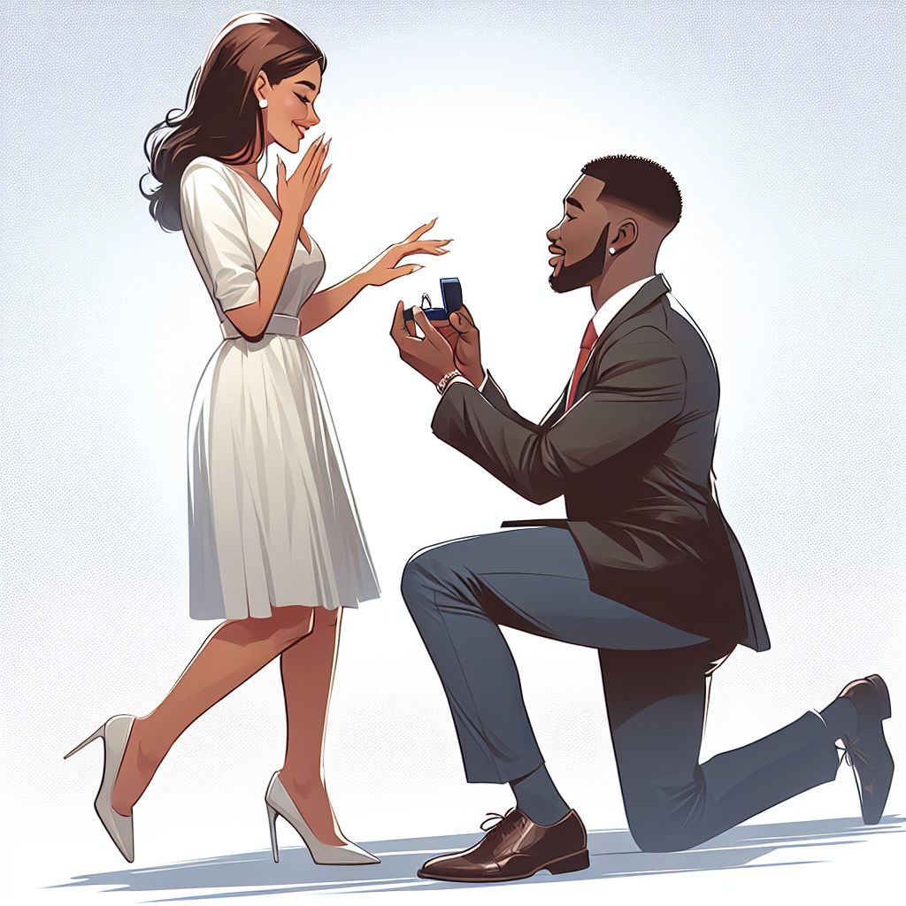 Engagement in illustration style with gradients and white background
