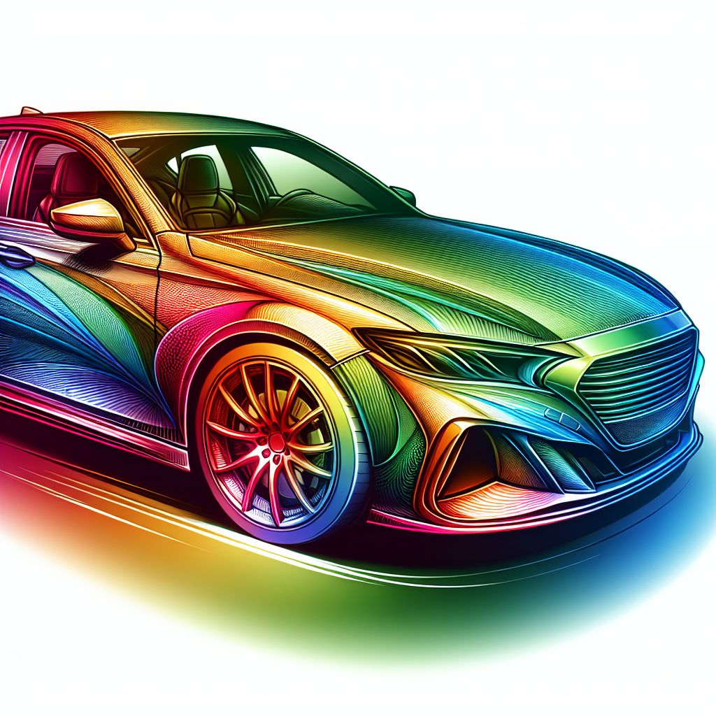 automobile in illustration style with gradients and white background