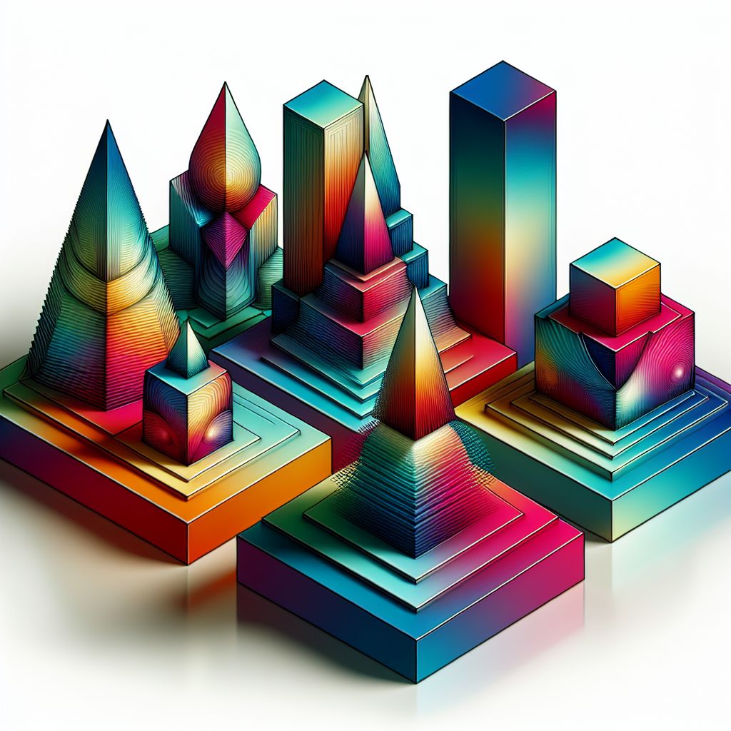Bases in illustration style with gradients and white background