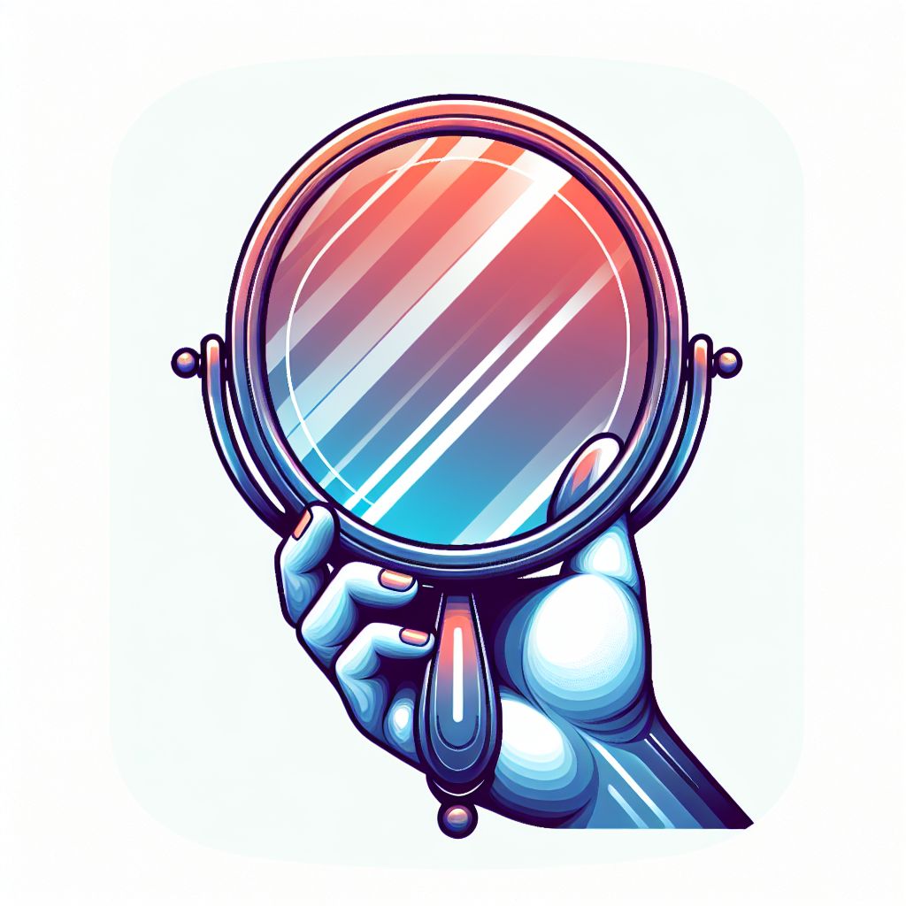 Mirror in illustration style with gradients and white background